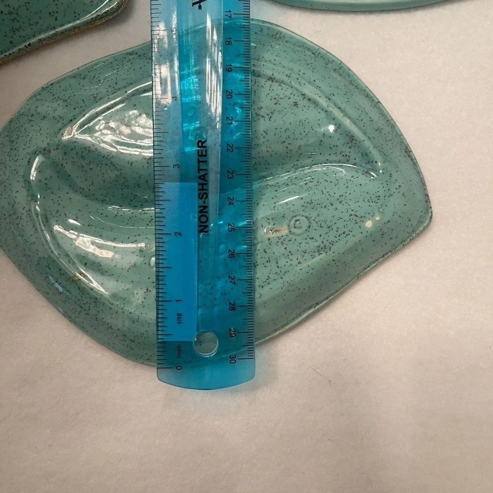 Vtg Rare Mid Century Ceramic Ashtrays (3) Calif Orig 902 USA Atomic Teal Green